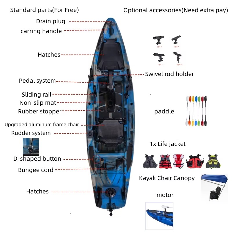 Fishing Kayak Pedal Drive - 12 Feet Stable Pedal Fishing Kayak